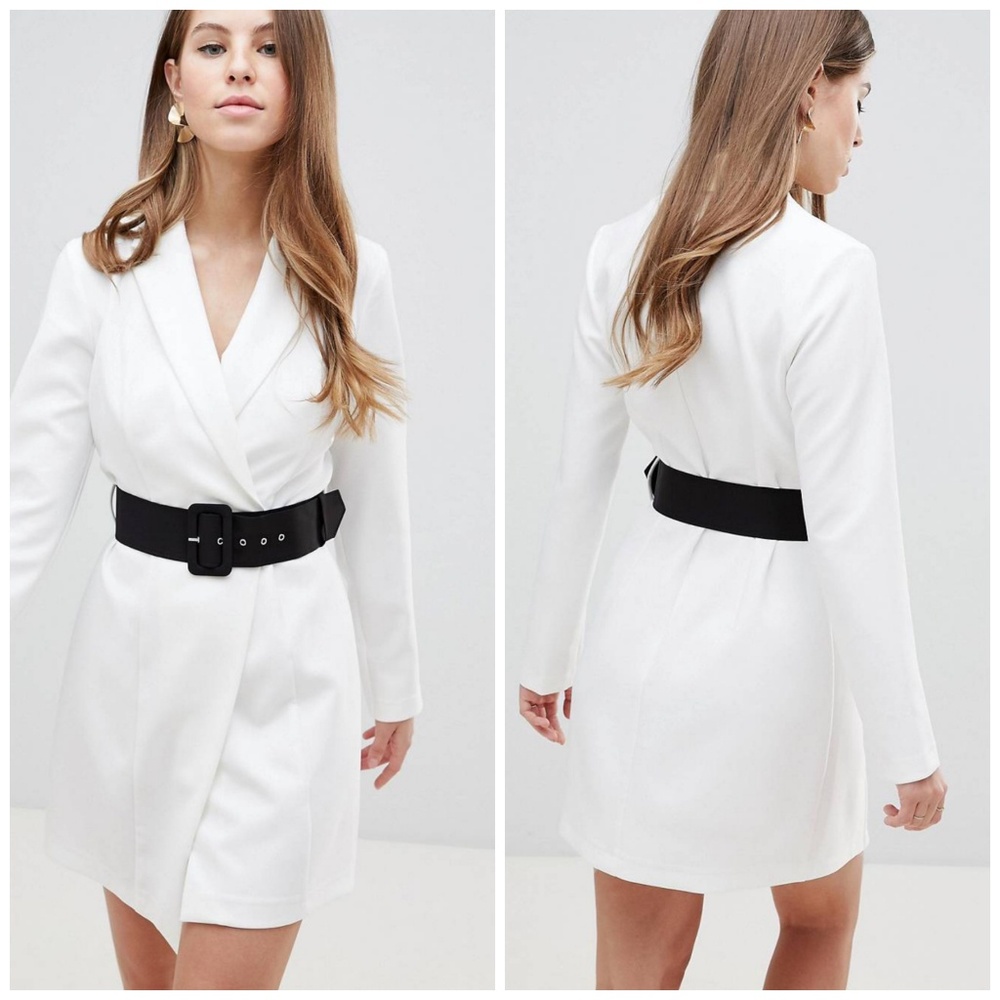 Asos Design White Tux Mini Dress